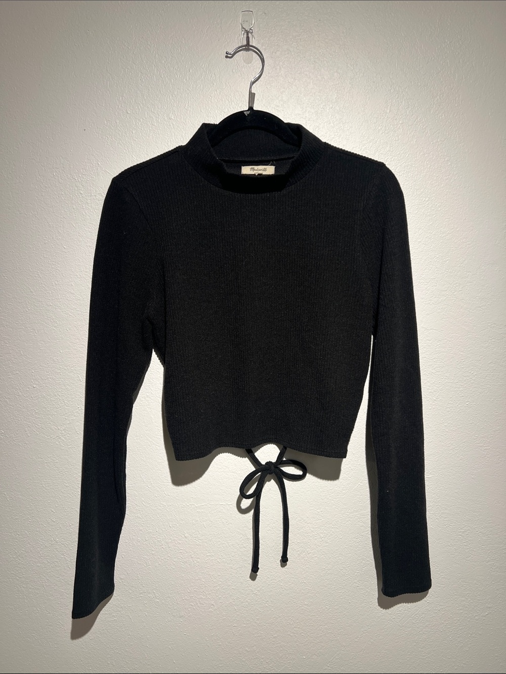 Madewell Ribbed Mockneck Open-Back Crop Top